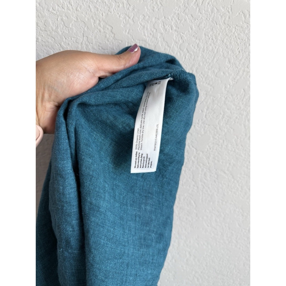 Eileen Fisher Washed Organic Linen Delave Tiered Reef Dress Size XS Minimalist - Picture 11 of 12